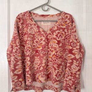 Anthropologie Pilcro Pink Oversized Floral Thermal Top
